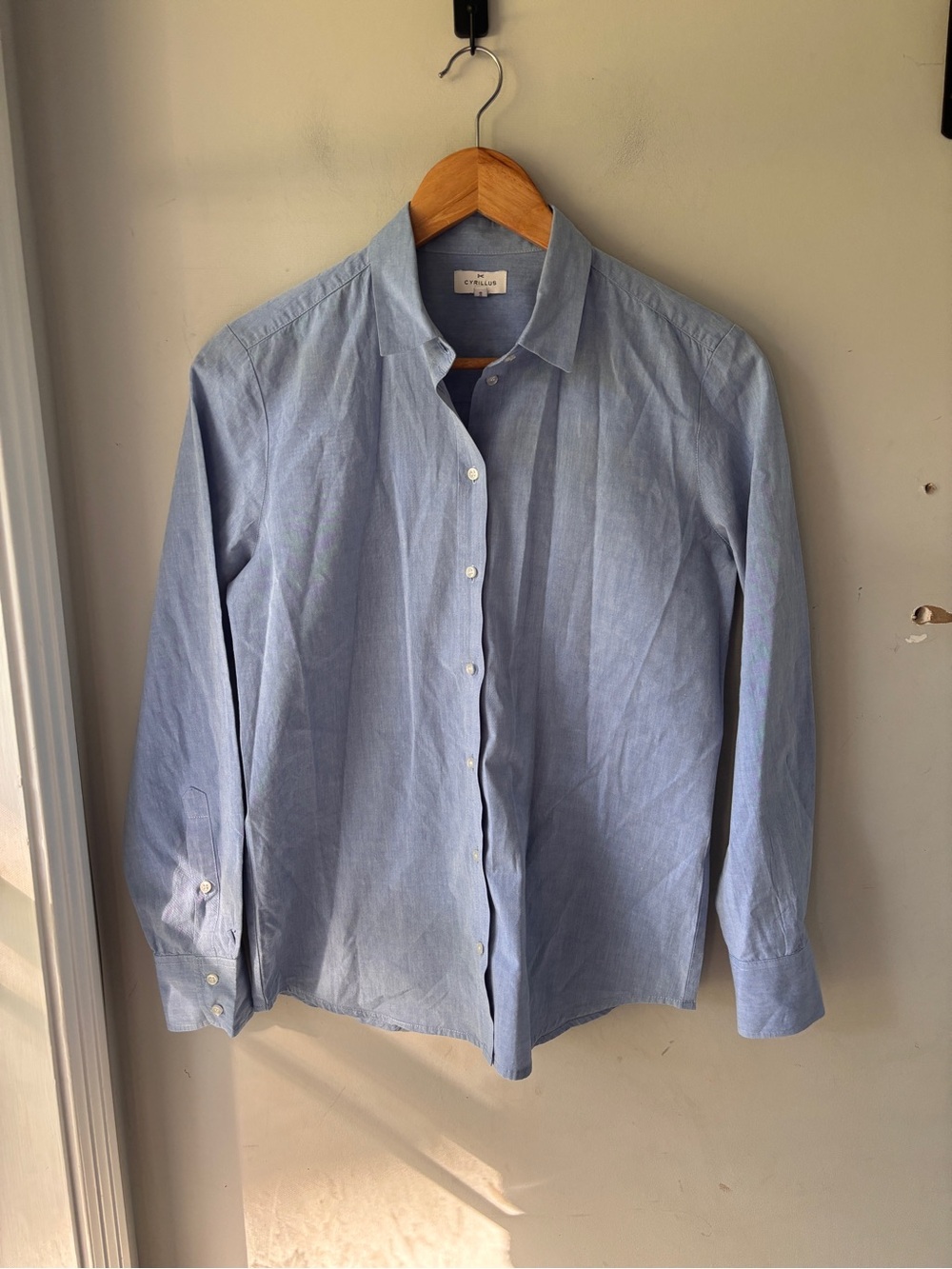 Cyrillus Paris Light Blue Cotton Button Down Womens 8 Medium